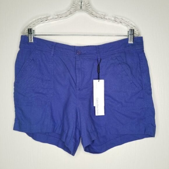 NWT Calvin Klein Royal Blue Linen Blend Shorts - Picture 1 of 8